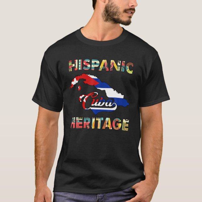 Camiseta Hispanic Heritage Cuba Flag Cuban (Frente)