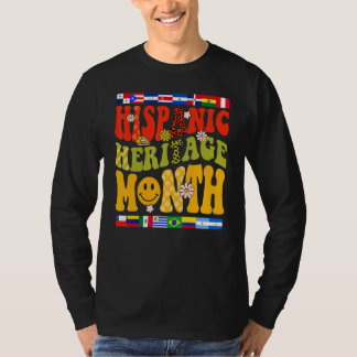 Camiseta Hispanic Heritage Month Latino Countries Flag Retr