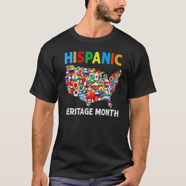 Camiseta Hispanic Heritage Month Maps Countries Flags Latin (Frente)