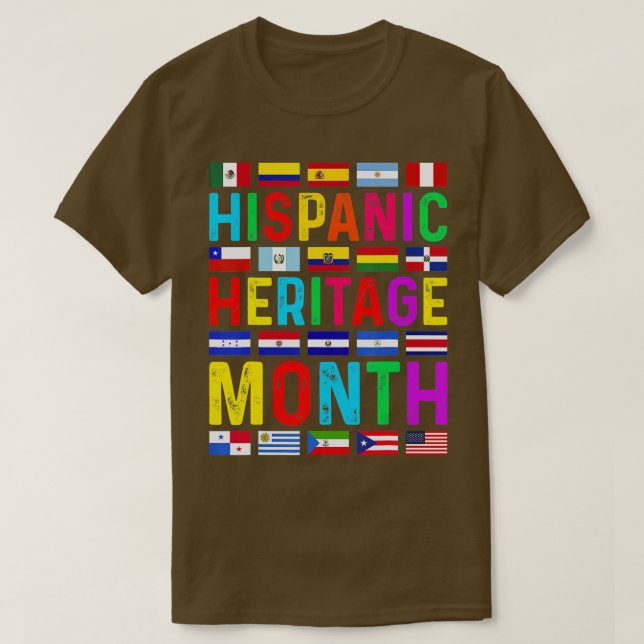 Camiseta Hispanic Heritage Month National Latino Countries  (Frente do Design)