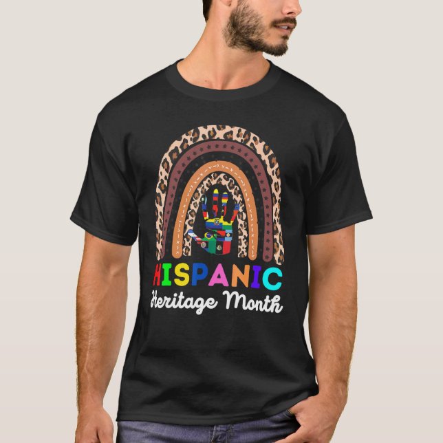 Camiseta Hispanic Heritage Month Rainbow Hand Flags Proud (Frente)