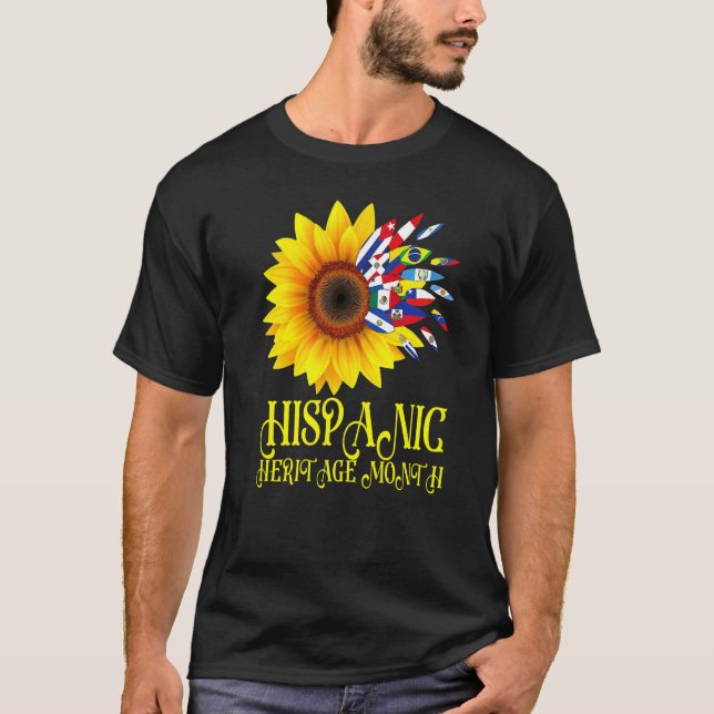 Camiseta Hispanic Heritage Month Sunflower Hispanic Latino  (Frente)