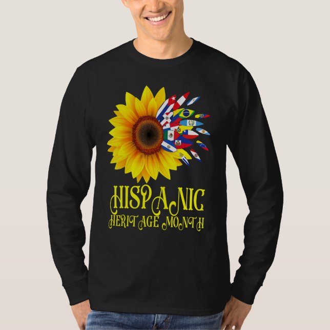 Camiseta Hispanic Heritage Month Sunflower Hispanic Latino  (Frente)