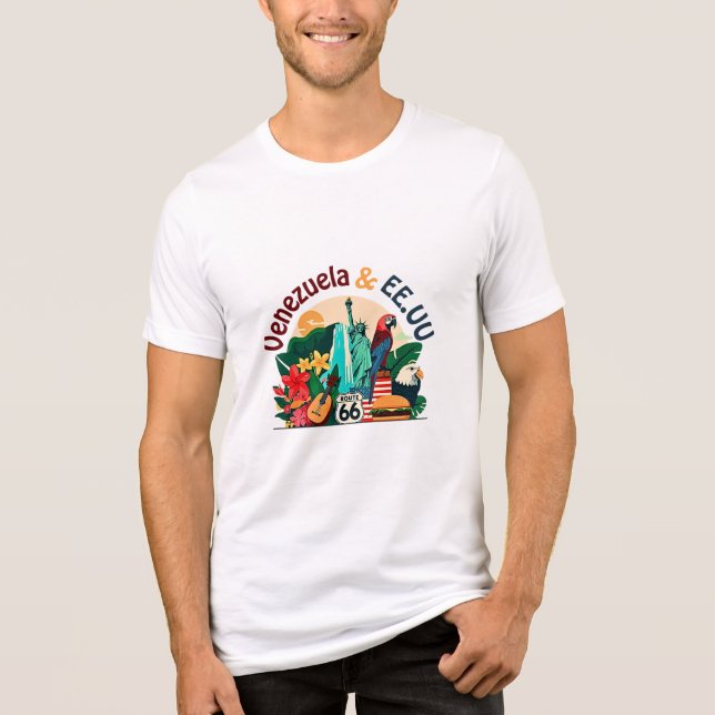 Camiseta Hispanic Heritage – Venezuela & USA Design (Frente)