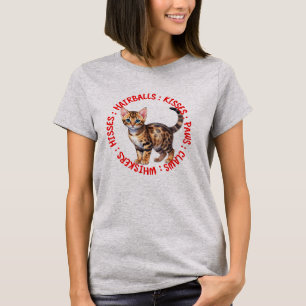 Camiseta Hisses e Kisses, gato Bengala