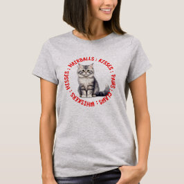 Camiseta Hisses e Kisses, gato-do-mato-grande britânico