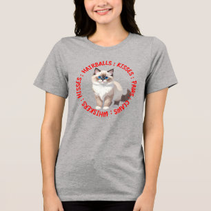 Camiseta Hisses e Kisses, gato Ragdoll