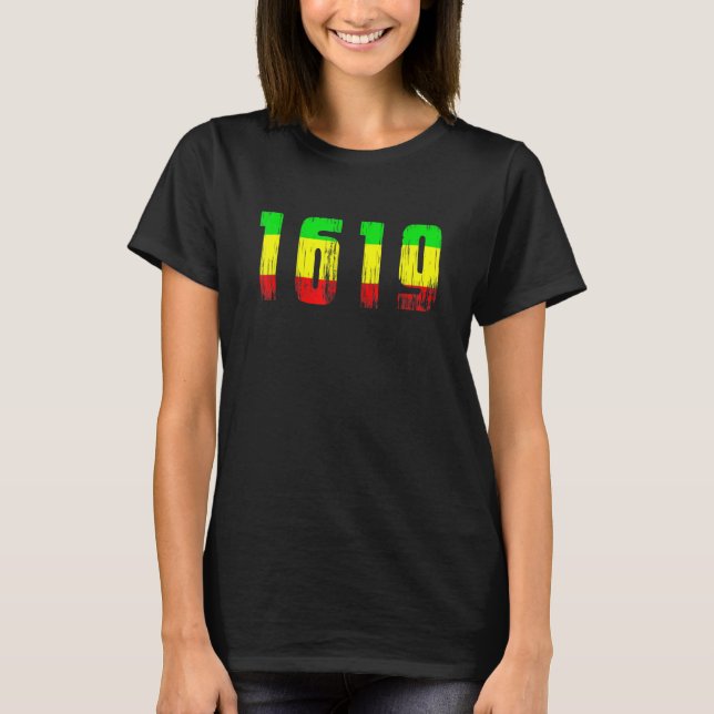 Camiseta História Afro-Americana 2021 Começou1619 Black His (Frente)