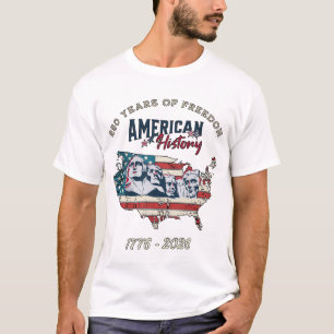 Camiseta História Americana 250 Anos de Liberdade 1776-2026