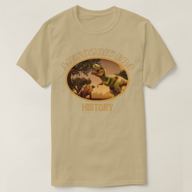 Camiseta História da Era Mesozoica do Dinossauro (Frente do Design)