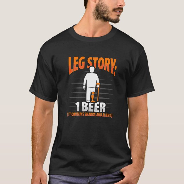 Camiseta História da Perna Piada de Amputado Prótese de Per (Frente)