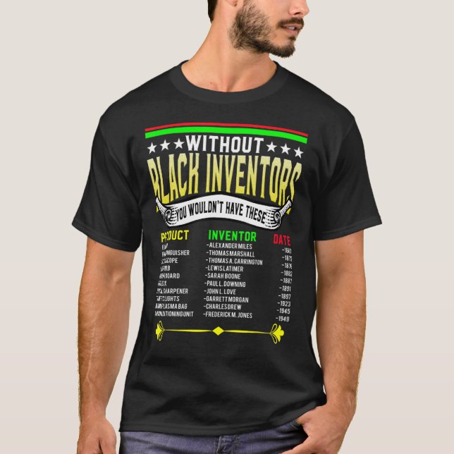 Camiseta História Dos Inventores Negros Africanos História  (Frente)