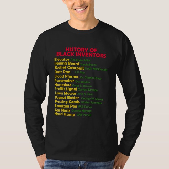 Camiseta História Dos Inventores Negros História Negra Mês  (Frente)