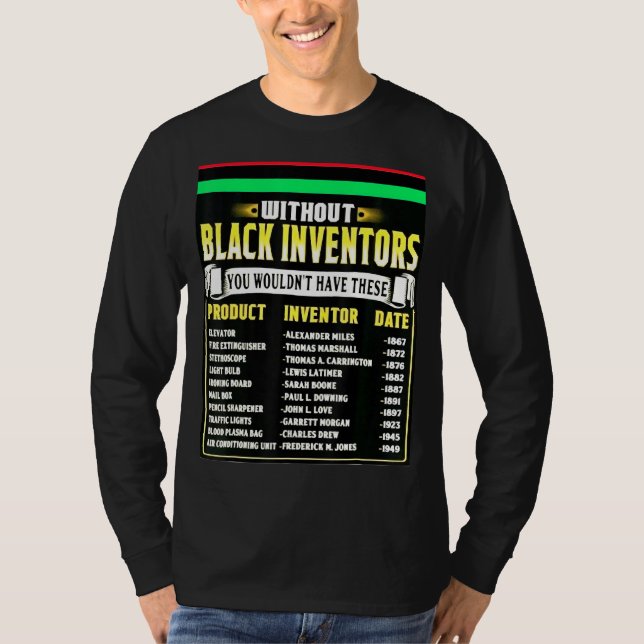 Camiseta História Dos Inventores Negros História Negra Mês  (Frente)