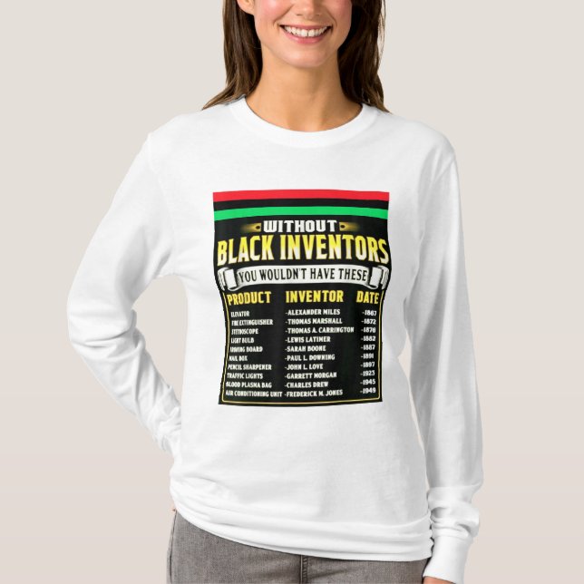 Camiseta História Dos Inventores Negros História Negra Mês (Frente)