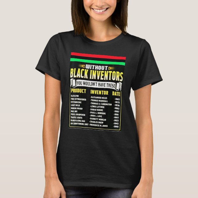 Camiseta História Dos Inventores Negros História Negra Mês  (Frente)
