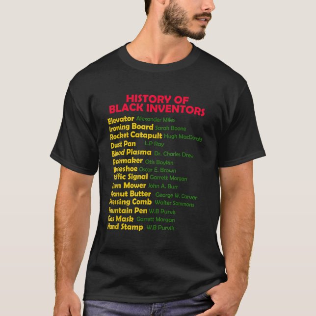 Camiseta História Dos Inventores Negros História Negra Mês  (Frente)