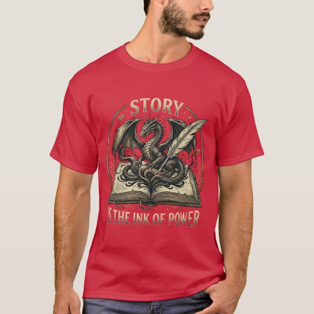 Camiseta História É A Tinta Do Poder - Fantasia Dragão & Li (Frente)
