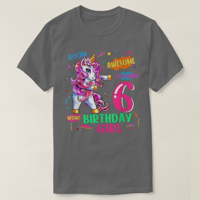 Camiseta história em quadrinhos de aniversário de 6 anos Un (Frente do Design)