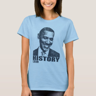 Camiseta HISTÓRIA - inauguração 1/20/09 de Obama