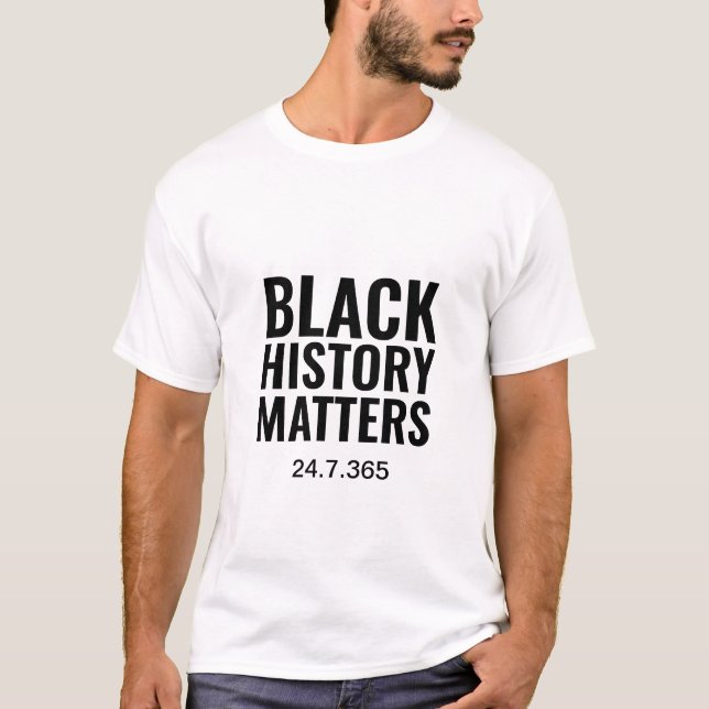 Camiseta HISTÓRIA NEGRA 24.7.365 | Branca (Frente)