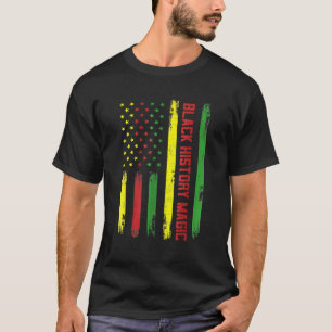 Camiseta História Negra Bandeira Americana Magia Para Mulhe