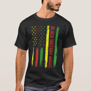 Camiseta História Negra Bandeira Americana Magia Para Mulhe