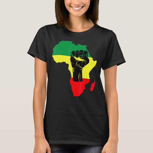 Camiseta História Negra Celebração Mapas Africanos T (Frente)