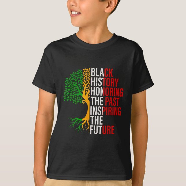 Camiseta História Negra de Árvore Negra É Histo Americano (Frente)