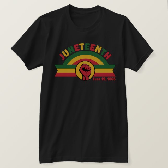 Camiseta História Negra JUNETEENTH 1865 (Frente do Design)