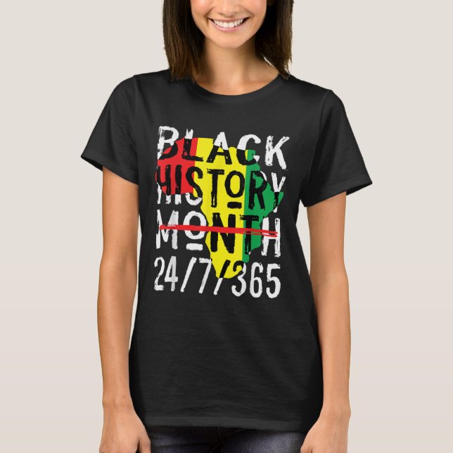 Camiseta História Negra Mês 247365 África Mapa Melanina 202 (Frente)