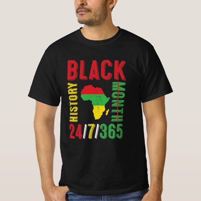 Camiseta História Negra Mês 24/7/365 (Frente)
