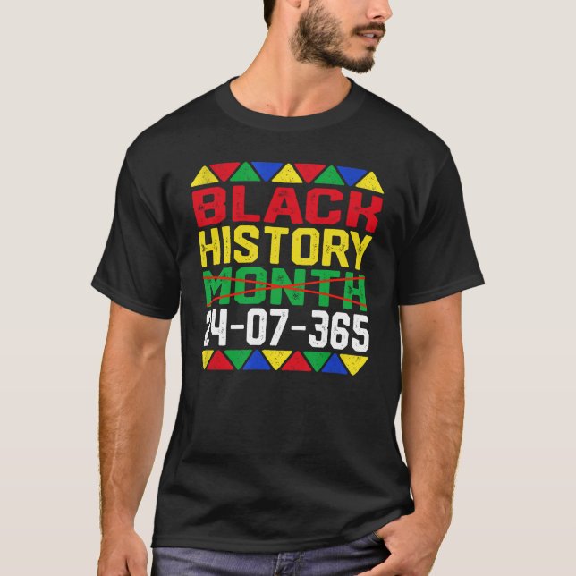 Camiseta História Negra Mês 24 7 365 (Frente)