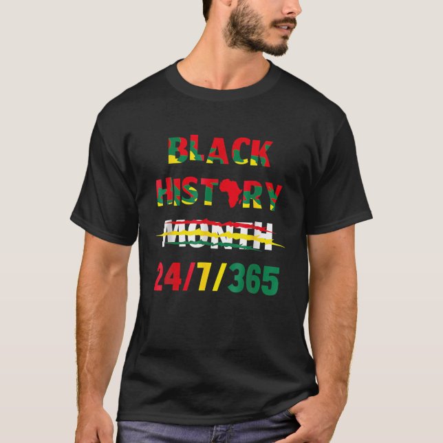 Camiseta História Negra Mês 24/7/365 (Frente)