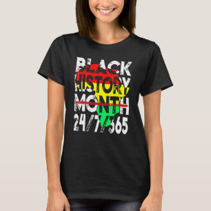 Camiseta História Negra Mês 24 7 365 África Mapa Melanina