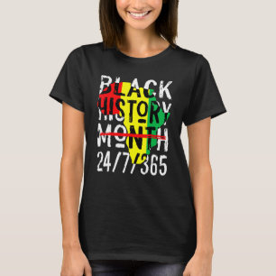 Camiseta História Negra Mês 24 7 365 África Mapa Melanina