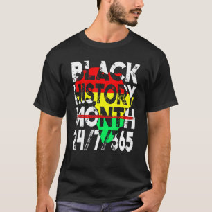 Camiseta História Negra Mês 24 7 365 África Mapa Melanina
