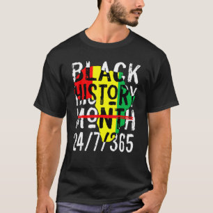 Camiseta História Negra Mês 24 7 365 África Mapa Melanina