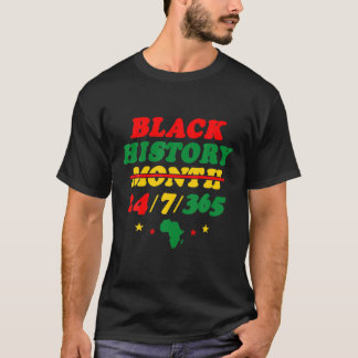Camiseta História Negra Mês 24/7/365 África Mapa Melanina 2