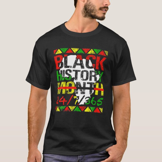 Camiseta História Negra Mês 24-7-365 História Negra Mês (Frente)