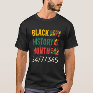 Camiseta História Negra Mês 24/7/365 - Homens Retro Menino
