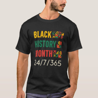 Camiseta História Negra Mês 24/7/365 - Homens Retro Menino