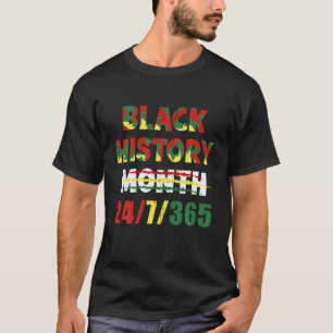 Camiseta História Negra Mês 24/7/365 Mela Americana Afric