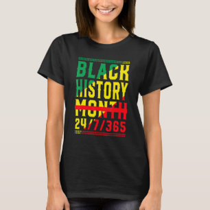 Camiseta História Negra Mês 24.7.365 Orgulho Africano Melan