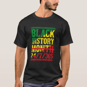 Camiseta História Negra Mês 24/7/365 Orgulho Africano Melan