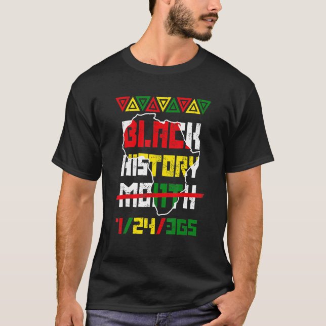 Camiseta História Negra Mês 24 7 BHM Homens do Orgulho Afri (Frente)