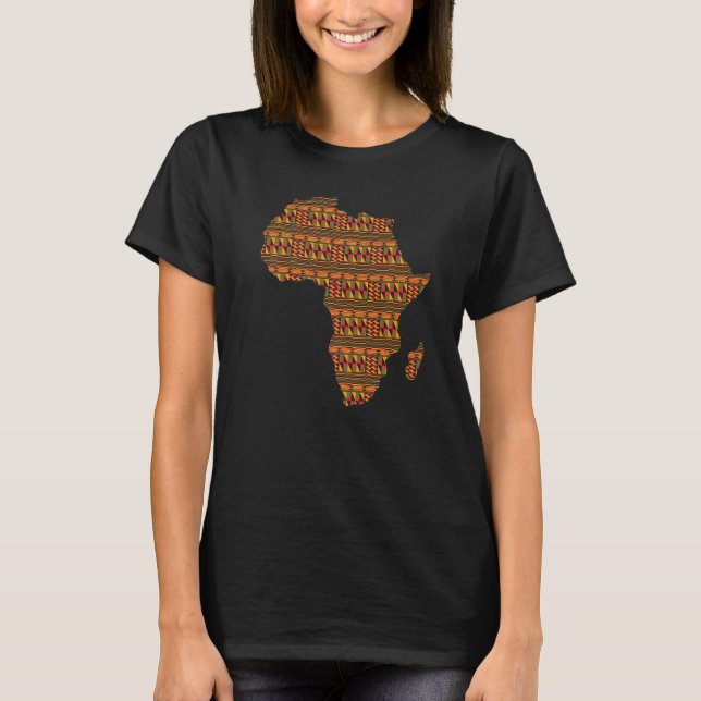 Camiseta História Negra Mês África Mapa De Roupa Kente Para (Frente)