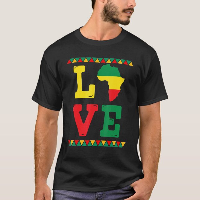 Camiseta História Negra Mês Amor África Americano Africano  (Frente)