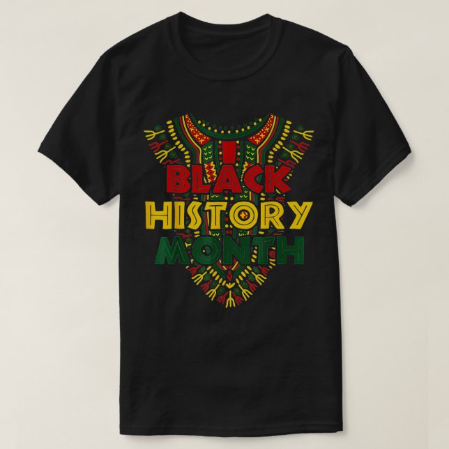 Camiseta História Negra Mês Bandeira Americana Africana Jun (Frente do Design)