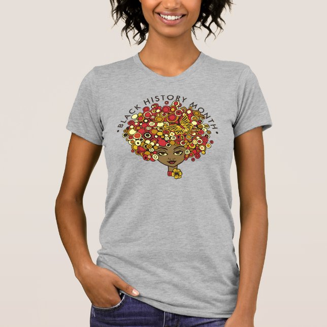 Camiseta História Negra Mês, bela mulher retrô (Frente)